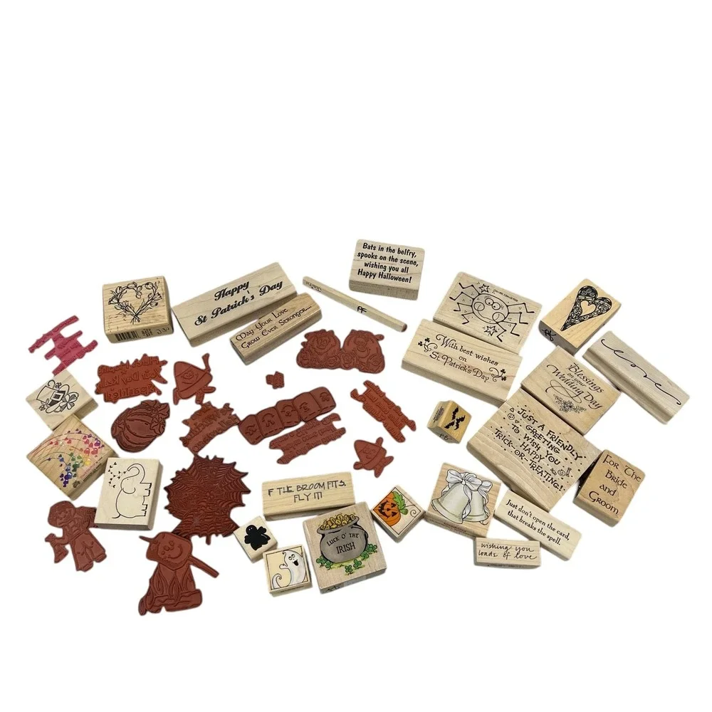 Mixed Lot Holiday Rubber Stamps Halloween St Patricks Day Wedding Hero Arts 38pc